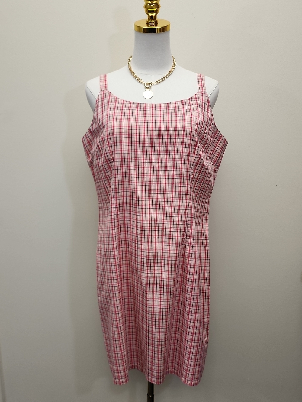 David Wayne Vintage Plaid Midi Shift Dress Size 14